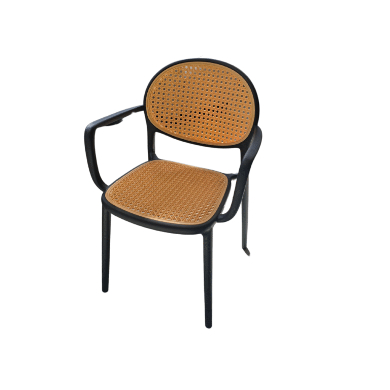 Black and Rattan Chairs -