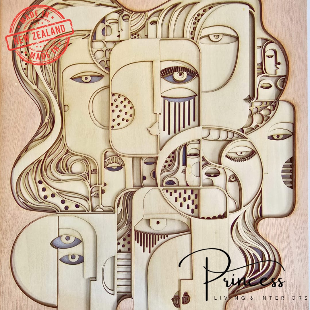 Abstract Faces Wooden Wall Art Panel