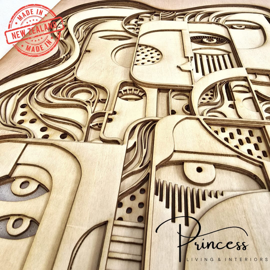 Abstract Faces Wooden Wall Art Panel