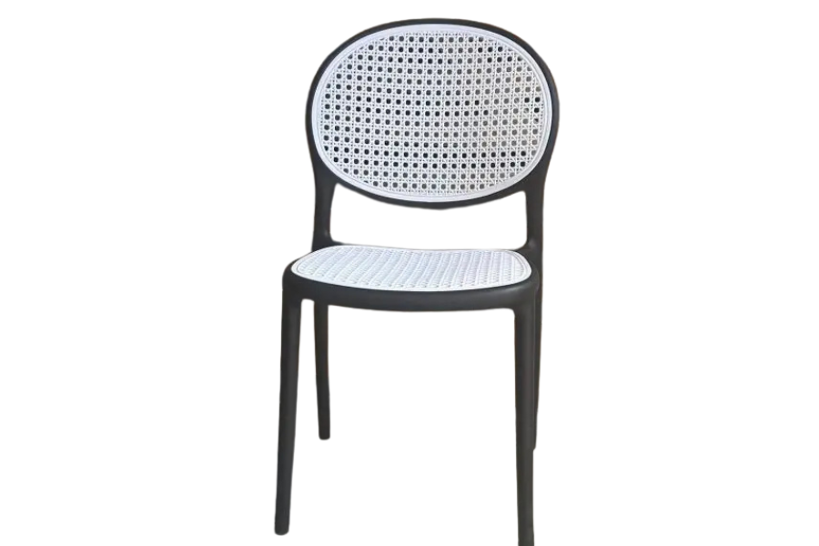 Black and Rattan Chairs -